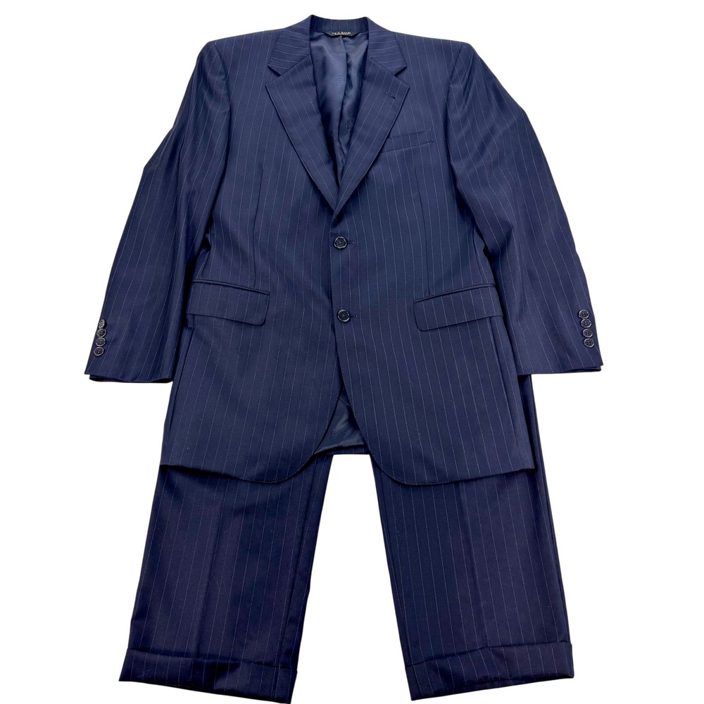 Jos A Bank Signature Gold Suit Mens 40 Long Blue Pinstripe Wool 2 Piece 34x31